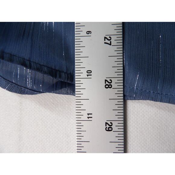 Michael Kors 3X Sheer Sparkly Top Button Up Layers Slate Blue Roll Tab - Picture 9 of 11